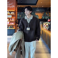 1506-1/MA9391/P69新款开衫毛衣美式慵懒风V领针织衫男纯色外套，男装针织衫/毛衣，星座1506-1