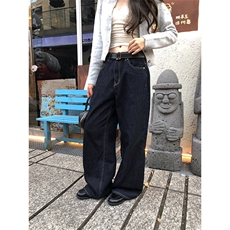 美式复古水洗字母刺绣牛仔裤男女宽松潮流时尚秋冬阔腿ZN001P51，男装牛仔裤，星座1112-1