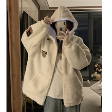 学生羊羔毛棉服外套女冬季宽松可爱加绒加厚毛茸茸棉衣C482-110，男装棉衣，星座911-2(原星座613-2）