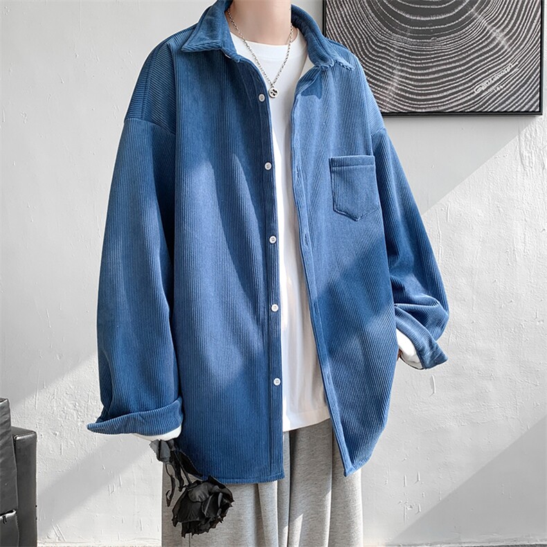 8XL-M灯芯绒加厚加绒长袖衬衫男加肥加大码衬衫外套CS501P65控78,男装衬衫,电商D206-1