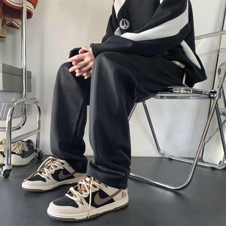现货）某音重工刺绣弯刀卫裤直筒休闲长裤KK171-P55,男装休闲裤,星座1213