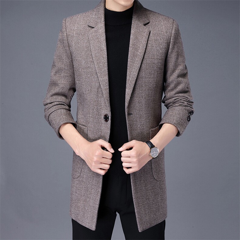 CKM315钱塘2020-2中年男士时尚休闲简约潮流百搭毛呢大衣P160,男装毛呢大衣,钱塘207-2