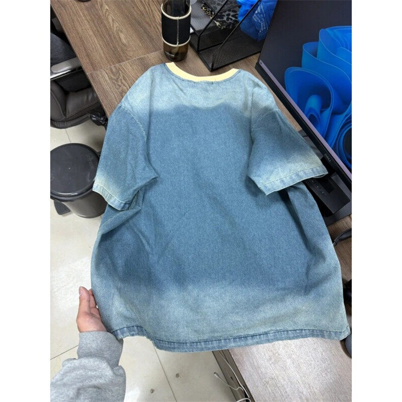 DXT22LL-P58美式复古做旧重磅毛巾绣短袖T恤高级感痞帅半袖,男装T恤,星座1007（原301D）