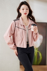 《现货新品》三条杠抽绳拼接时尚休闲短外套，女装短外套，天丽