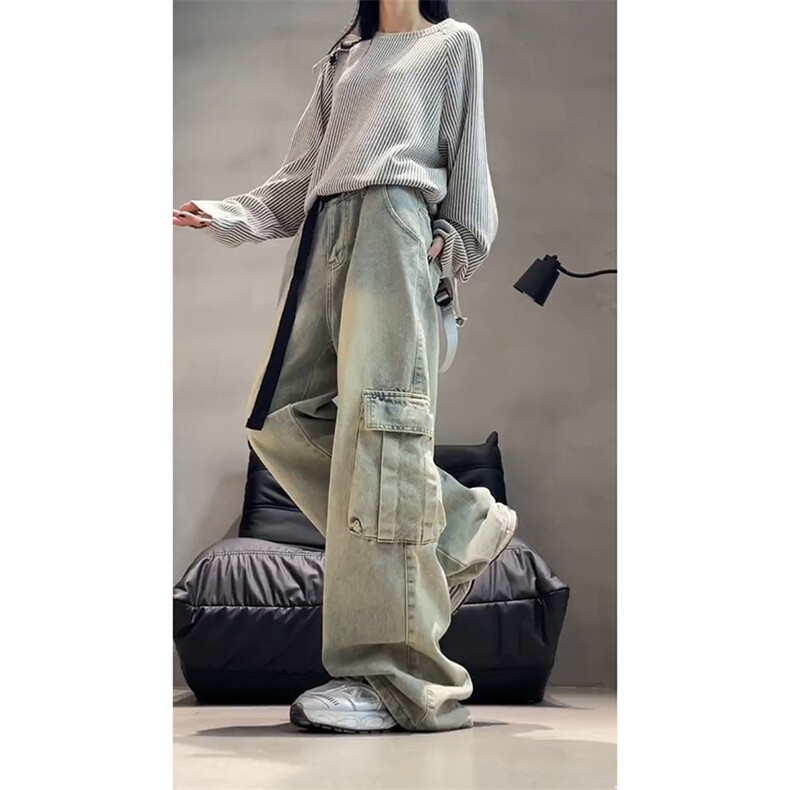 宽松工装牛仔裤男女同款长裤A52-P60图片
