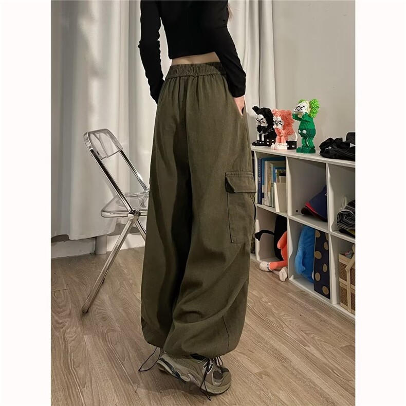 春季工装裤高腰显瘦休闲裤女设计感美式运动裤阔腿裤X15166-p45,男装工装外套,星座1008