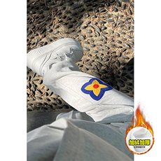 抖音得物高品质秋冬季重磅花卉刺绣潮流运动宽松加绒直筒休闲卫裤，男装休闲裤，电商A486