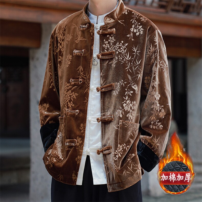 新中式棉服现货大码情侣加厚棉衣丝绒压花MY9911-P130控188,男装棉衣,电商A021
