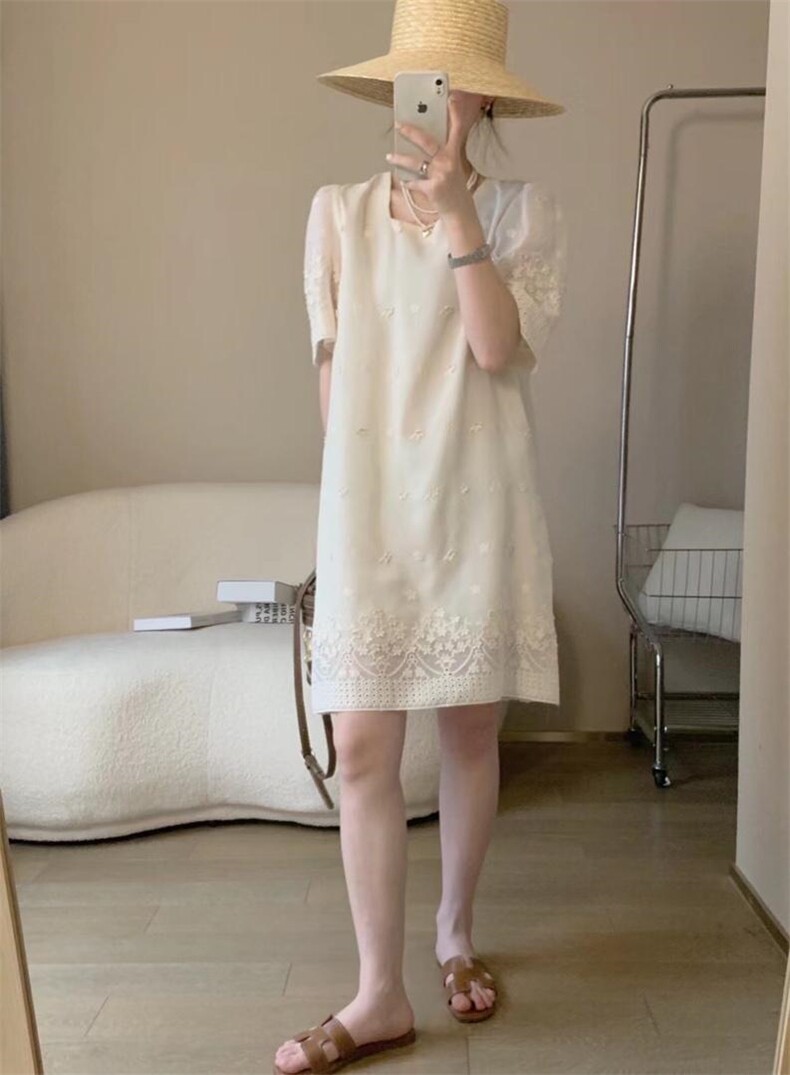 夏季温柔风连衣裙，女装连衣裙，唇蔻