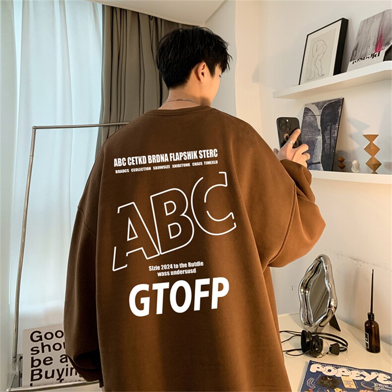 秋季新款320G华棉圆领卫衣面布棉WH2480-P35控58,男装卫衣,电商B370
