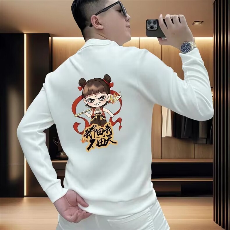 网络图现货潮牌哪吒新款创意动画印花男士加绒卫衣JHT852-P40,男装卫衣,星座715-7
