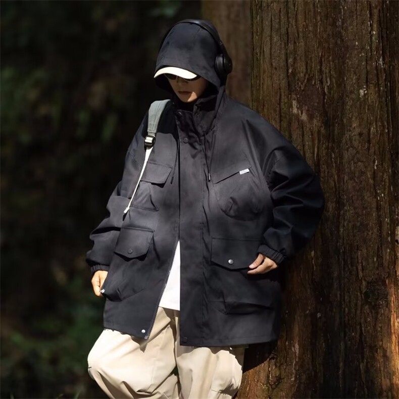 日系复古多口袋连帽工装夹克男潮牌户外山系运动情侣外套CF81-p63,男装夹克,星座1008