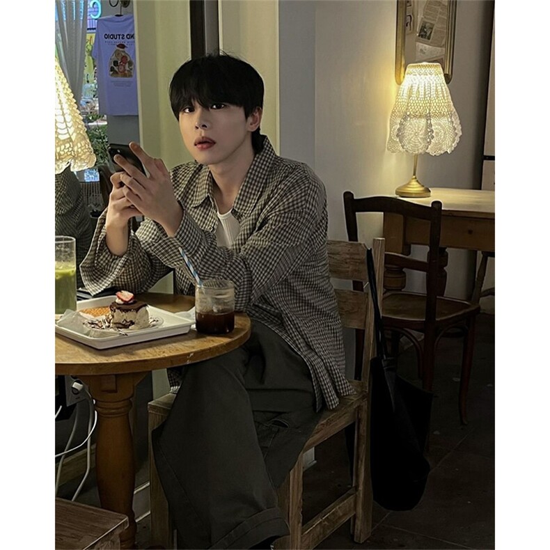 cityboy黑色格子长袖衬衫男女宽松夏薄款防晒衬衣外套C970-特P36，男装防晒衣，星座1004-3
