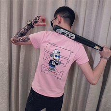 2021夏季短袖印花T恤社会小伙潮男时尚修身半袖小衫301B-DT05，男装T恤，电商C301B