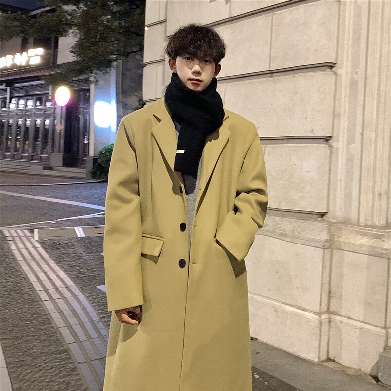 冬季新品韩版男士过膝毛呢大衣休闲男外套A430-DY26P128，男装毛呢大衣，电商A430（原星座702）