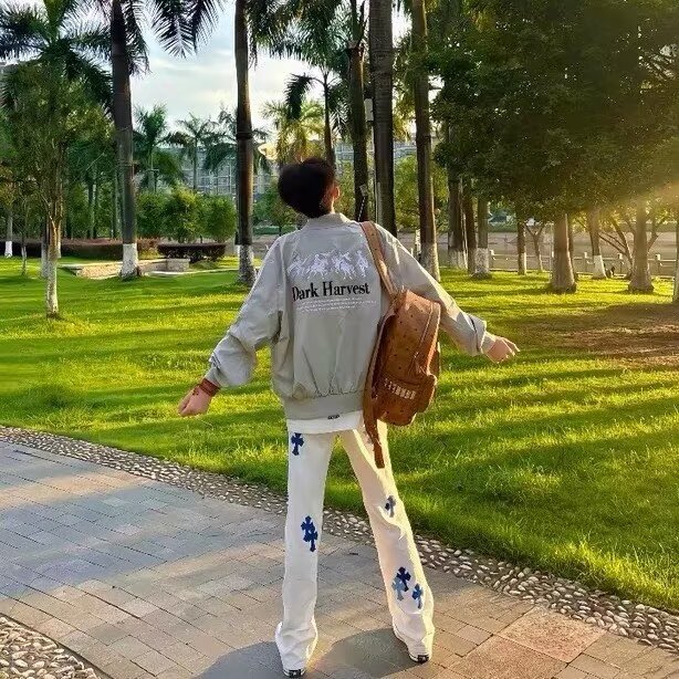 刺绣棒球服夹棉外套秋冬日系青春运动情侣防水男女飞行员夹克,男装夹克,星座506A