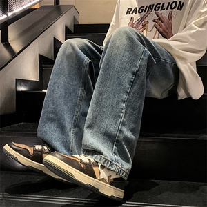 高街vibe美式裤子男复古水洗牛仔裤男直筒宽松阔腿长裤H2210-P45图片