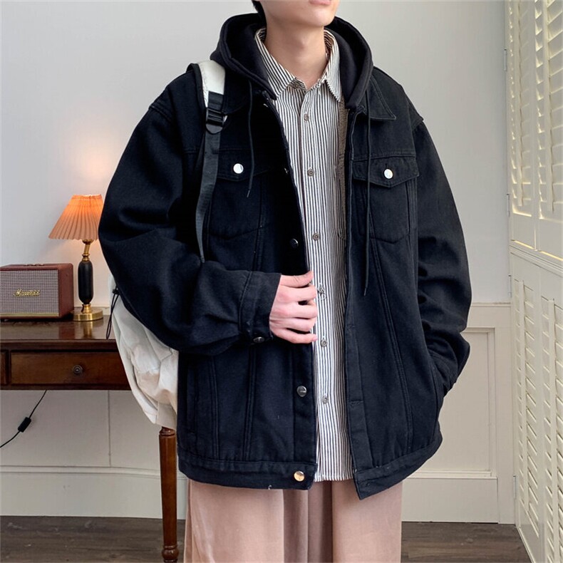 爆爆2025秋男士连帽牛仔宽松外套百搭牛仔夹克JK780-P7698,男装夹克,星座1103-3