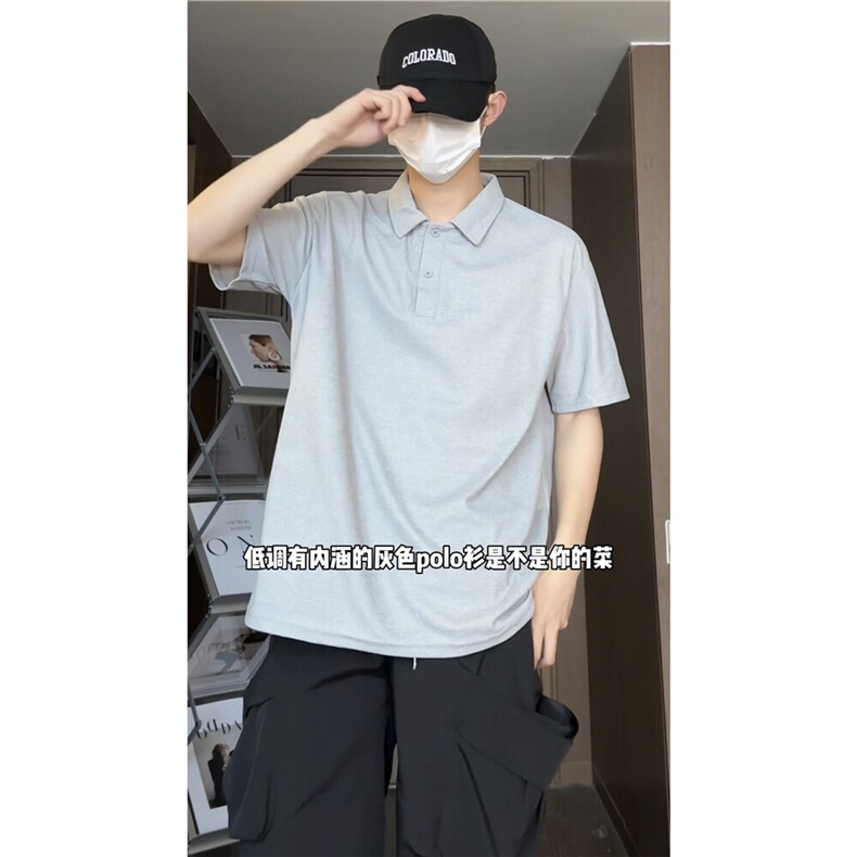 PL9001-P20-控39-大量现货POLO衫男短袖T恤潮牌纯色翻领透气网眼图片