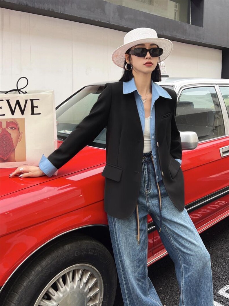 [现货]春款拼接西装,两色、三码，女装西装，依柏璐(1F)