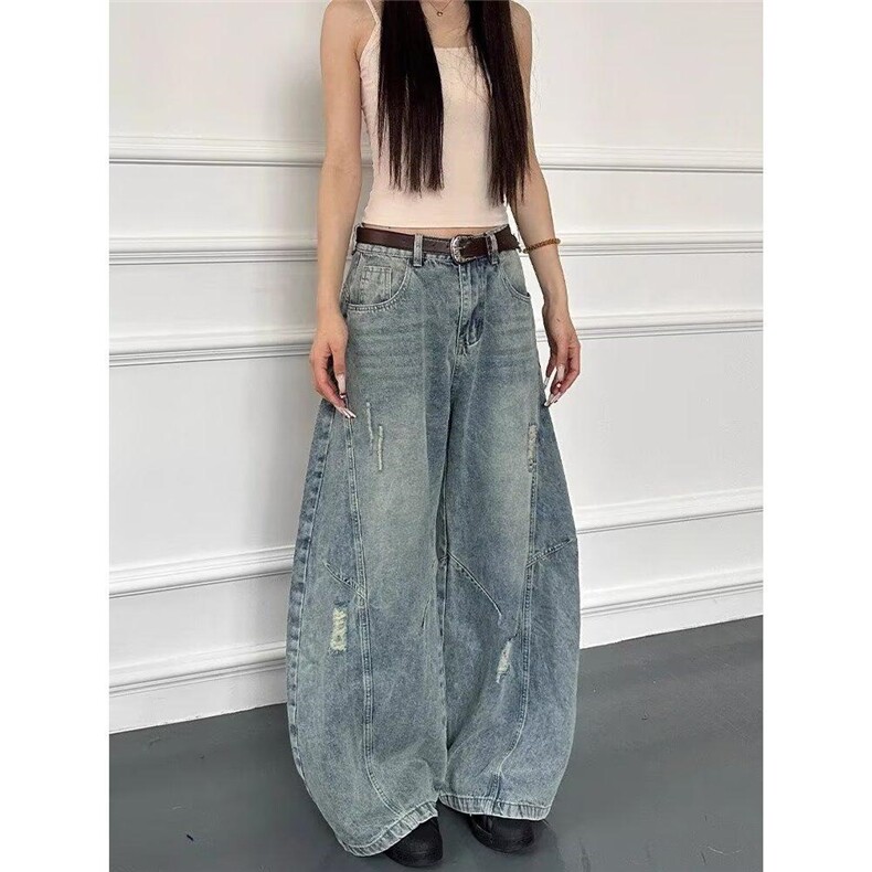 1506-1/GGK8890/P532025年春秋新款显瘦宽松垂感阔腿拖地裤图片