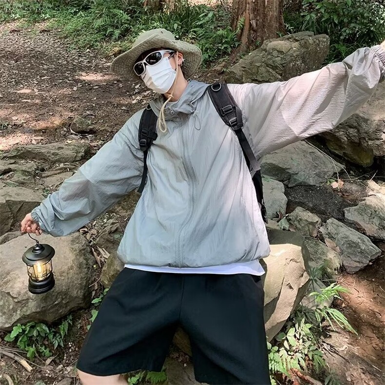 透气防晒衣男夏季外套潮宽松连帽夹克户外运动防晒衣服W4948-P38图片