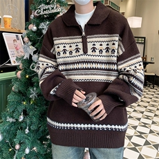 B290-P56半拉链套头针织衫毛衣港风潮牌休闲百搭线衣外套男士，男装针织衫/毛衣，星座512-6