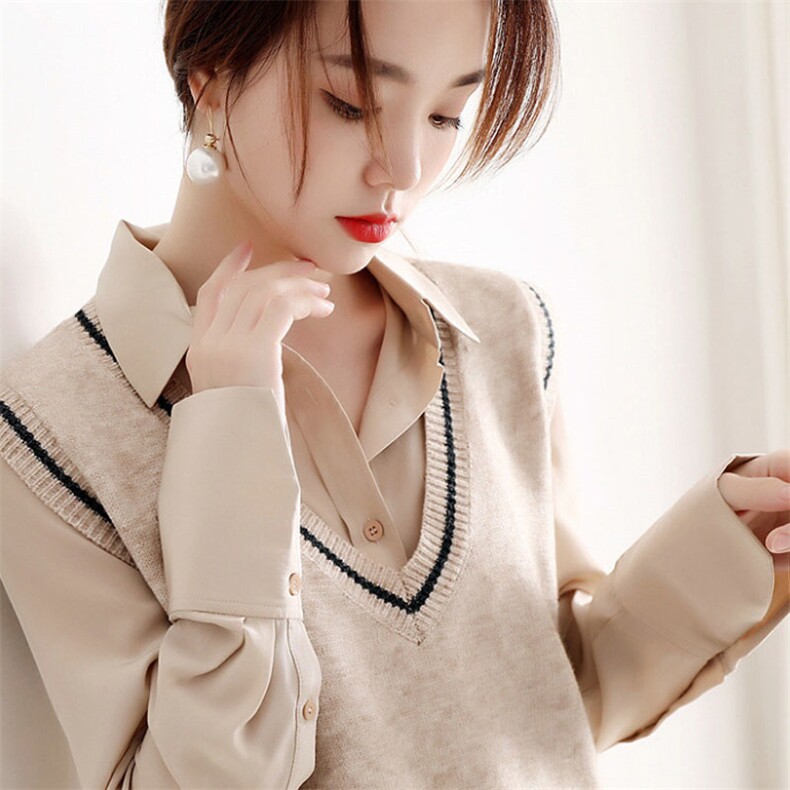 针织马甲女背心2025秋冬新款内搭衬衫小坎肩V领无袖外穿羊毛衫,女装马甲,洁纯羊绒