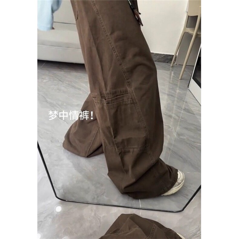 美拉德咖色阔腿工装牛仔裤女新款辣妹高腰宽松直筒长裤KC6770,男装牛仔裤,星座1116A（原606A-3）