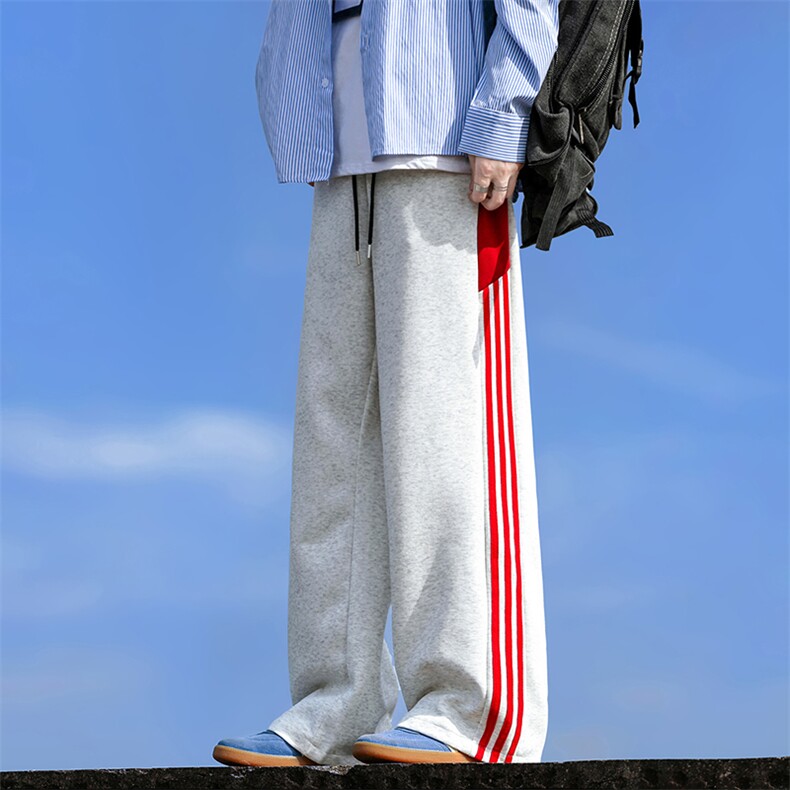美式复古侧边条纹卫裤春秋季潮流宽松运动休闲裤,男装休闲裤,星座410-6（原星座1304-1）