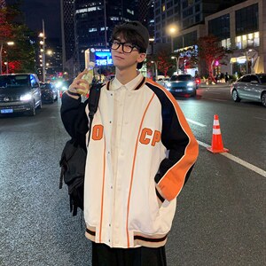 美式潮牌棒球服秋季拼色情侣工装夹克宽松潮流休闲上衣 W1390-P62图片