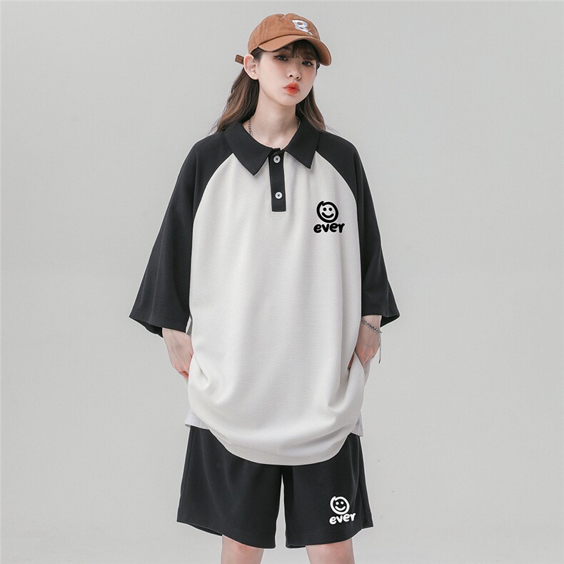 中性风23新款百搭宽松翻领短袖垂感时尚短裤套装TZ61182P70控98,男装牛仔裤,电商A268