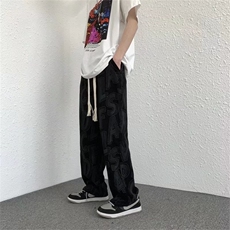 美式字母印花休闲长裤男宽松直筒潮流百搭阔运动拖地裤k70733-p38，男装休闲裤，星座1008-1