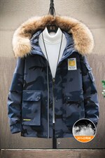90%白鸭绒M-8XL2021大码迷彩连帽毛领羽绒服109-Y2038-P210.225，男装羽绒服，星座109
