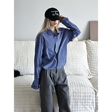 【有货】DCS5168-特批48藏蓝格子衬衫宽松外穿长袖上衣春秋新款，男装衬衫，星座603-2