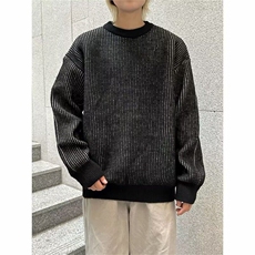 圆领条纹毛衣男款秋冬新款时尚套头针织衫宽松百搭上衣服1112P45，男装针织衫/毛衣，星座410-2
