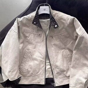 美式设计短款工装飞行员夹克外套女春秋解构棒球服上衣PY02P100图片