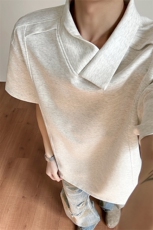 拼接设计休闲古短袖T恤不规则翻领polo衫男女5X3030-TP25不，男装T恤，电商A102