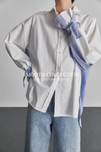 现货春款独特设计拼接衬衣，女装，SMOOTH
