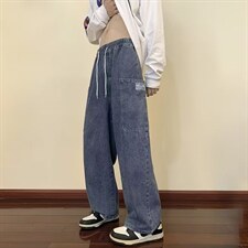高街工装牛仔裤男潮牌裤子美式复古长裤直筒宽松阔腿裤N0228-P40，男装牛仔裤，星座1008-1