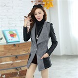 时尚拼接毛呢外套女秋冬季新款韩版修身显瘦长袖气质百搭上衣，女装毛呢外套，蓝诺裳