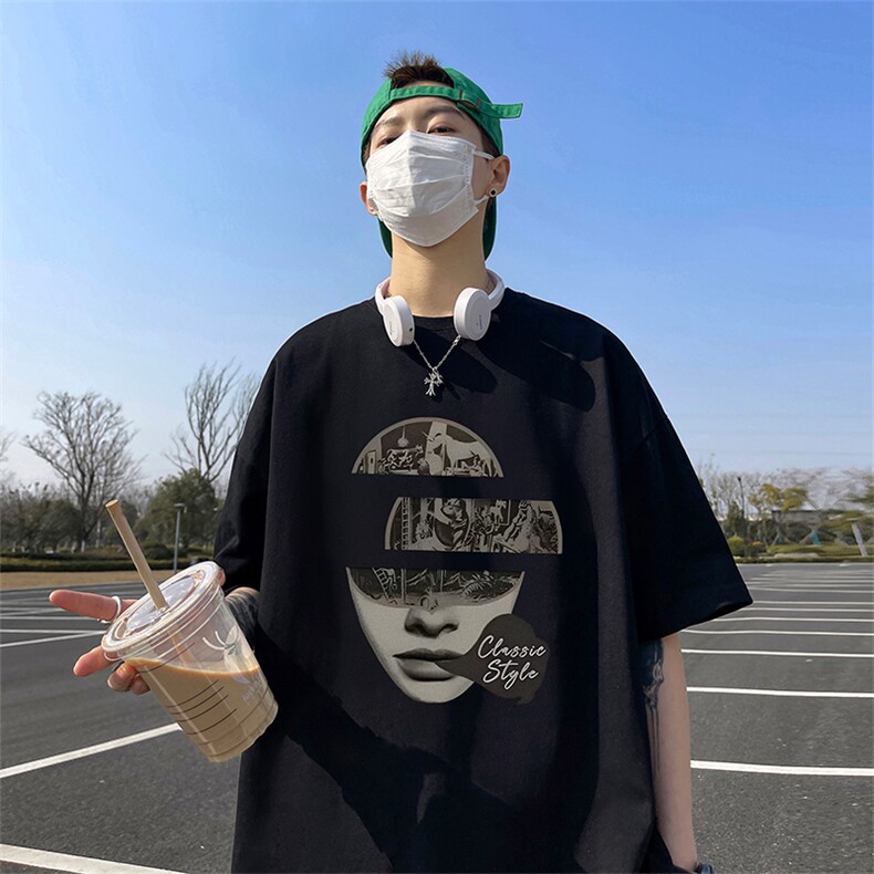 量大优供视频220克美式短袖t恤T2897得物直播有280克品质,男装T恤,电商A486