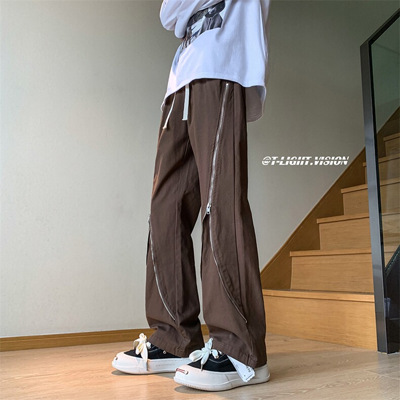 B221 美式ins高街小众个性长拉链直筒休闲裤 LK23029-P60 控78图片