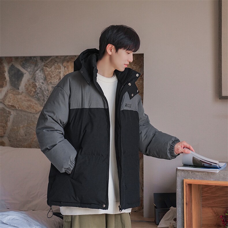 B225-W8622-P118-X148-撞色拼接连帽棉服-聚酯纤维图片