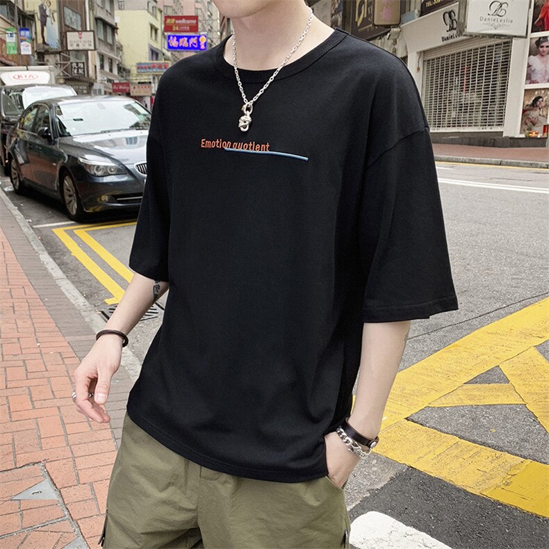 男士纯棉短袖T恤衫夏季青少年印花宽松潮流打底上衣DS341TP25,男装T恤,电商A102