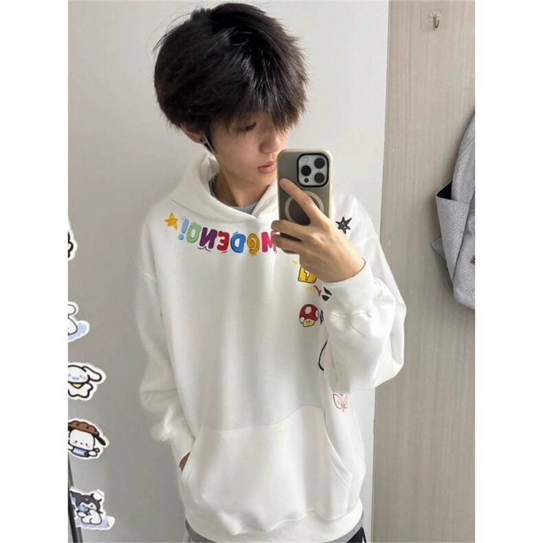 趣味字母印花连帽卫衣男新款情侣款休闲秋帽衫外套卫衣WY1015P47,女装短外套,星座1013-5