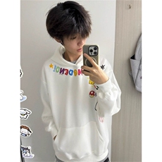 趣味字母印花连帽卫衣男新款情侣款休闲秋帽衫外套卫衣WY1015P47，女装短外套，星座1013-5