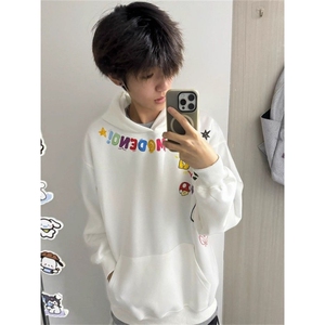 趣味字母印花连帽卫衣男新款情侣款休闲秋帽衫外套卫衣WY1015 P47图片