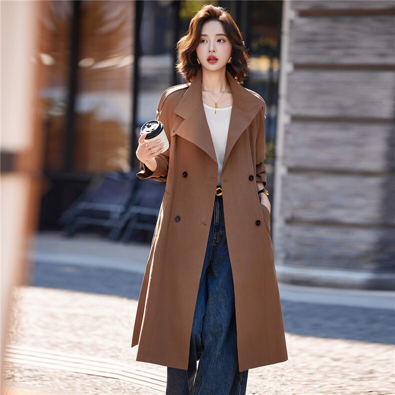 长款风衣春秋2025年新款中年时尚宽松气质英伦风外套，女装风衣，玛其路