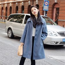 排扣中长款毛呢外套简约2021秋冬气质优雅时尚百搭新款，女装毛呢外套，辉之琳
